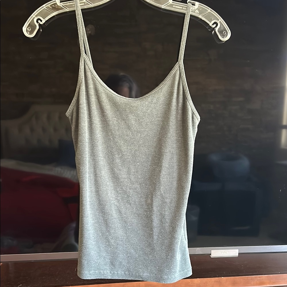 Chic Gray Ribbed Camisole Top